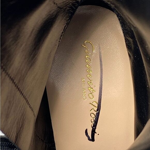 GIANVITO ROSSI Lagarde Calf Leather Side-Zip Combat Booties size 38 - Picture 9 of 12